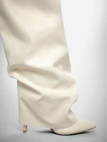 SHUZIA 女士性感尖头翻领过膝高筒周末夜派对秀出热销细高跟靴 - 白色 - 查看 7