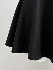 Elamini Stilvolles Kragen-Krawatte Einfarbiges Mini-Kleid