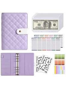 1Set A6 PU Leather Binder Planner, Budget 6 Ring Notebook With Stylish Design, Multi-Functional Personal Organizer Binder, Cash Budget Folder, Complete Money Planner Organizer Expense Tracker, Saving And Budgeting - Multicolor - View 16