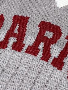 Chillumni Men's Letter Pattern V-Neck Long Sleeve Loose Casual Sweater , Fall Winter - Multicolor - View 5