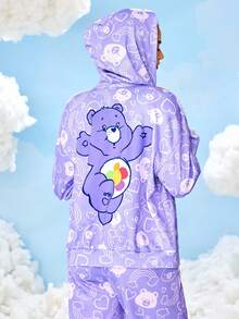 SHEIN X Care Bears Women's Cartoon Bear Pattern Hooded Long Sleeve Jacket - Purple - View 5