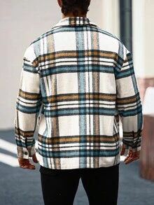 Manfinity Homme Áo khoác kẻ caro thường ngày cỡ lớn dành cho nam, Xuân/Thu - Nhiều màu - Xem 2