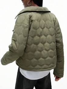 Aveloria GENKIRA Shirt Collar Casual Jacket, Fashion Pocket Padded Coat, Lightweight Outerwear Fall Winter Cloth For Women - Army Green - View 2