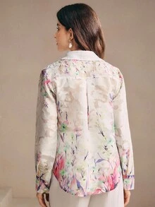 Anewsta New Fashion Floral Print Collared Single-Breasted Shirt, Spring For Women - Multicolor - View 2