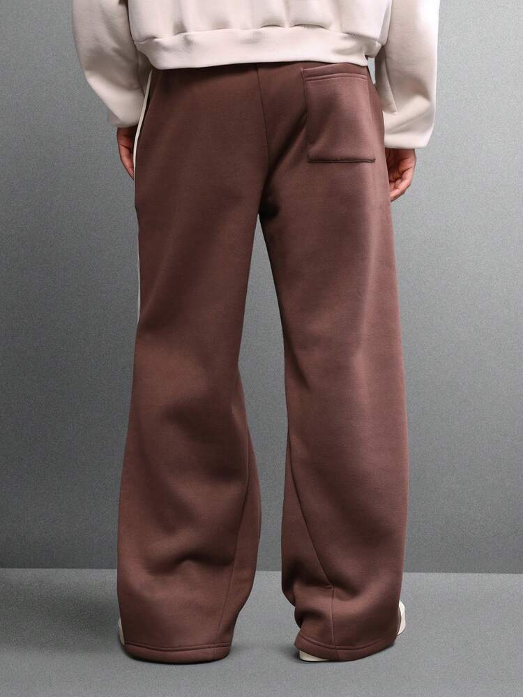 Wide Leg Flared Sweatpants With Side Stripes