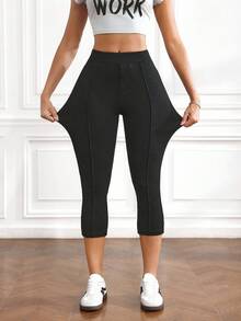 Flexra Women's Casual Versatile Solid Color Slim Fit Jeans - Black and White - View 5