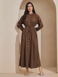 Graceveil Robe chemise à manches longues ample, décontractée, de couleur jaune crème, style été dopamine