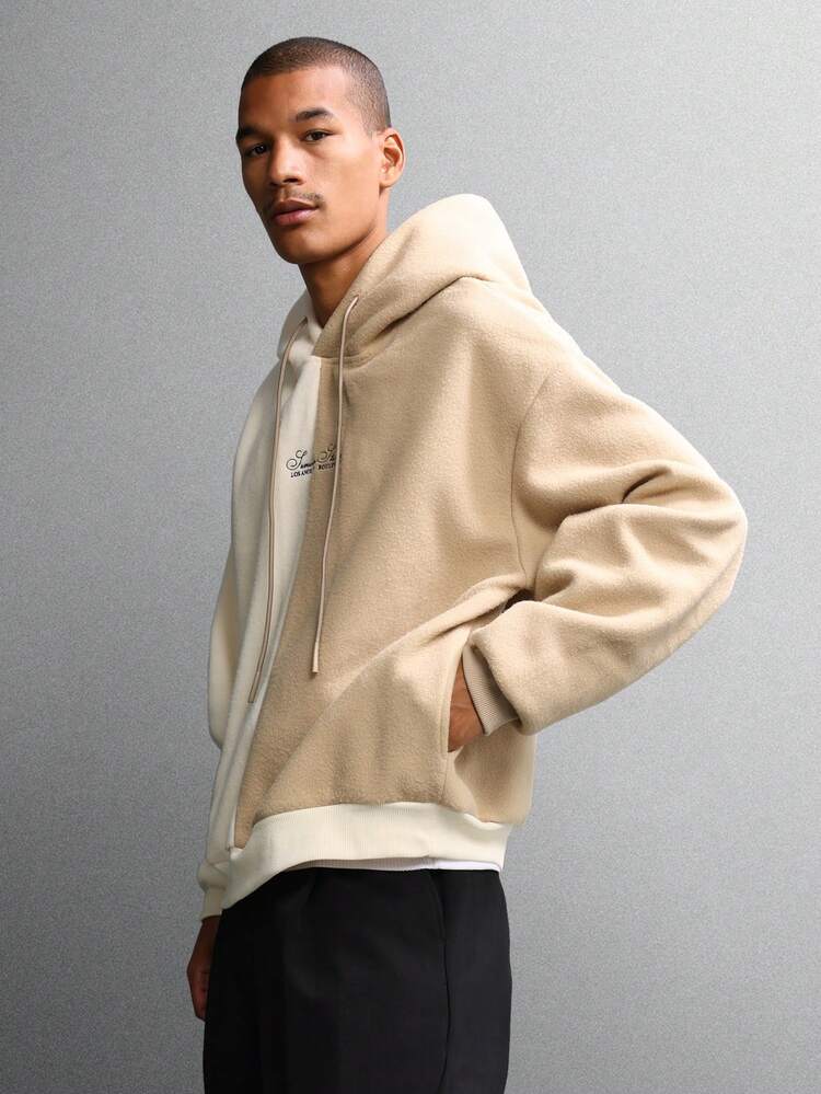 Color Block Hoodie With Split Centre Pocket