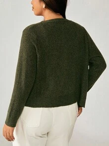 Nubod Áo len cardigan đính ngọc trai tối giản lãng mạn cỡ lớn - xanh quân đội - Xem 2