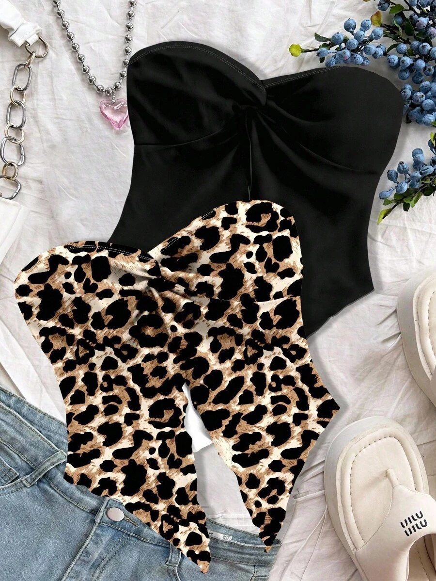 Soleia 2 件夏季豹纹抹胸 - 彩色 - 查看 1