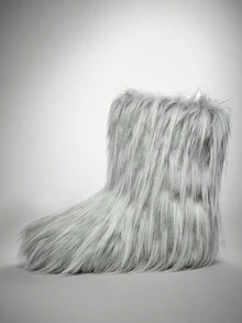 SHUZIA 女士时尚毛茸茸冬季保暖舒适高筒雪地靴 - 灰色 - 查看 6