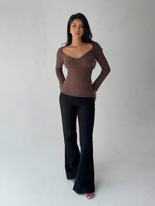 FavEase Sexy Fitted Basic Women Long Sleeve Sweater, Autumn