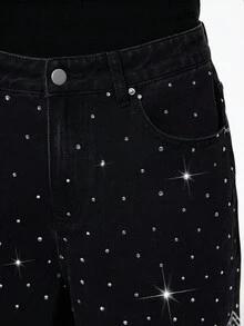 ROMWE MEN Men's Dark Gothic Casual Wide Leg Button Pocket Jeans Halloween - Black - View 4