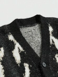 ROMWE MEN Street Life Cárdigan de manga larga con botones de ajuste holgado para hombre, estilo grunge para otoño e invierno