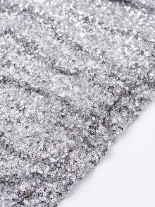 INAWLY 女士时尚性感亮片褶皱紧身连衣裙，夏季 - 銀色 - 查看 6