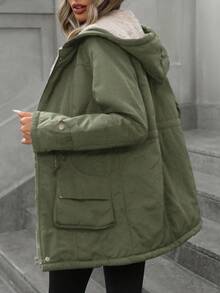 Aveloria Modichic Fashion Loose Casual Versatile Hooded Zip-Up Drawstring Waist Padded Padded Coat Clothes Winter 