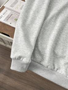 Manfinity Joysei Áo nỉ nam cổ cao nửa kín, kiểu dáng retro Mỹ, thích hợp cho mùa thu/đông, hoặc mặc đôi khi đi học. - Màu Xám nhạt - Xem 6