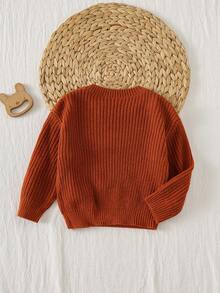 Loomiva Baby Boy Cartoon Dinosaur Pattern Halloween Crew Neck Long Sleeve Sweater Fall Winter - Orange - View 2