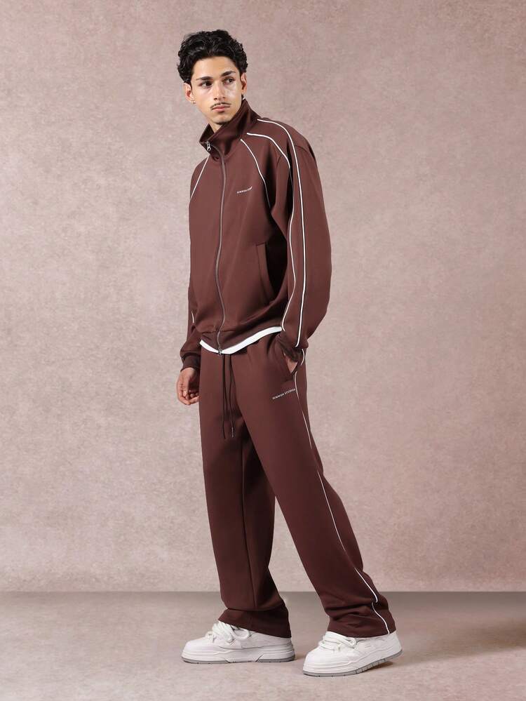 Full Zip Track Jacket With Piping And Matching Pants