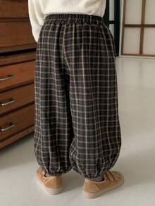 DAZY 男童休闲宽松格子裤，日系风格，秋季款