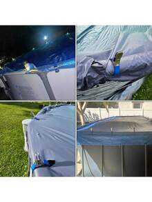 6pcs Heavy Duty Stainless Steel Swimming Pool Cover Clips With Blue Plastic Handles - Sturdy Wind-Resistant Spring Clips, Suitable For Safely Securing Pool Covers And Photography/Photoshoot Clips | Fashionable Metal Clips | Durable Plastic Handles - Multicolor - View 7