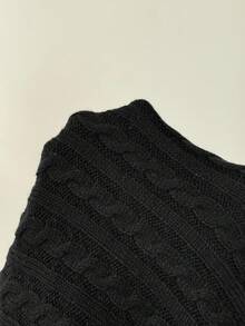 SHEIN EZwear Plus Size Solid Color Minimalist Everyday Turtleneck Long Sleeve Pullover Sweater/Winter - Black - View 6