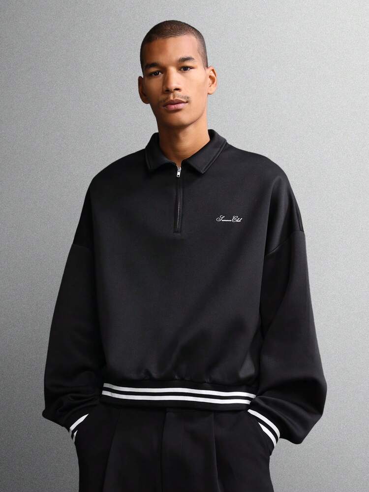 エッセンシャル ハーフジップ ポロ スウェットシャツ（襟付き）