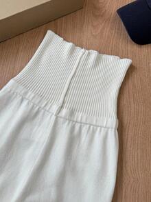 SHEIN Serisse Kids Tween Girls Simple Solid Apricot Tight High Waist Flare Leg Knit Sweater Pants, Suitable For Home, Outdoor, Casual Daily Wear Bell Bottom Pants Knit Bell Bottoms White Flare Pants White Bell Bottoms Knit Pants White Bell Bottom Pants Ribbed Knit Pants White Knit Pants Knit Flare Pants Ribbed Knit Flared Pants, Mother Daughter Outfits, Mommy And Me Matching Outfit Fall Winter White Pants