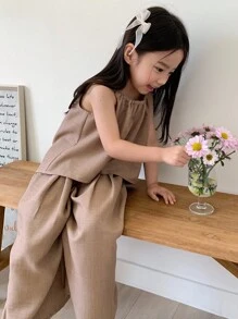 Dazy Kids 女童夏季纯色吊带背心和阔腿裤休闲两件套