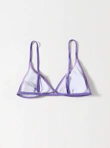 Swim Basics Summer Beach Solid Triangle Bikini Top - Purple - View 2