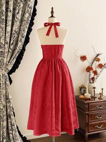 Vintamour 复古优雅女式连衣裙 提花吊带领结 假日 女士夏季服装 女士夏季连衣裙 舞会礼服 白色连衣裙 女士复活节连衣裙 女士白色连衣裙 女士春季服装 女士春季连衣裙 夏季服装 女士度假服装 婚礼宾客礼服 女士度假服装 女士连衣裙 夏季防晒裙 女士正式连衣裙 优雅束腰 毕业礼服 生日礼服