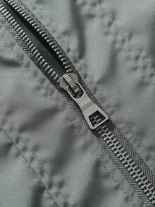 Manfinity Homme Loose Fit Men's Colorblock Striped Trim Bomber Jacket (Without T-Shirt), Fall - Grey - View 5