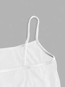 SHEIN EZwear 大码女式休闲白色短款性感吊带背心，适合夏季 - 白色 - 查看 5