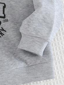 Cozy Pixies Baby Boy Letter Pattern Contrast Color Sweatshirt,In Fall/Winter - Multicolor - View 5