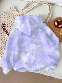 SHEIN Áo nỉ dài tay có mũ, dáng rộng, thoải mái, họa tiết thỏ xanh hoạt hình dễ thương dành cho bé gái, nhuộm màu tím tươi tắn, thích hợp mặc hàng ngày, phù hợp cho mùa thu/đông, đi chơi mùa thu, dễ chịu, mặc nhiều lớp mùa thu, thời trang, mặc thường ngày, họa tiết đồ họa, đi học, mùa thu, áo nỉ có mũ dễ thương cho lễ hội trường. - Nhiều màu - Xem 2