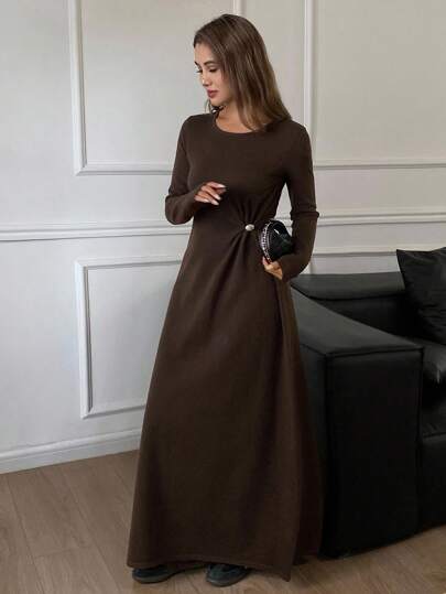 DAZY 2pcs/Set Women Loose Casual Solid Color Slouchy Sweater, Autumn/Winter