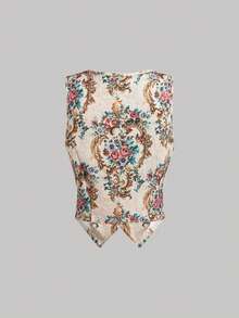 SHEIN MOD 复古宫廷公主金属纽扣背心，秋冬女装，背心，海滩，派对，返校节，早午餐女装，秋季婚礼宾客背心，优雅，复古背心，工作教师背心，老钱风格背心，90 年代服装，乡村核心，韩国时尚，邮轮女装，乡村上衣，文艺复兴博览会 - 彩色 - 查看 3