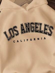 Kleine Jungen Lässig Komfort Los Angeles Grafik Strick Dicke Langarm Sweatshirt, Khaki, geeignet für gesellige Anlässe, Herbst/Winter - Khaki - Übersicht 3