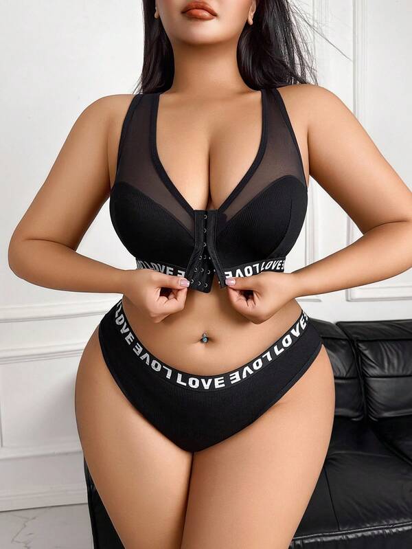 SHEIN Set de 2 sujetadores deportivos de cierre frontal, sujetador inalámbrico de talla grande