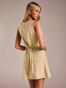 Avantive Spring&Summer Women Romantic/Prom/Formal/Birthday/90s Clothes/Business Casual Woman/Elegant/Western Wear/Going Out/Fashion/Casual/Y2k Clothes/Club/Office /Cocktail/Vintage/Bodycon/Rave Outfits Festival/Funny/Classy/Old Money/Streetwear/Vacation Outfits/Country Concert Outfit/Work Clothes /Modest/Spring Break/Bachelorette Outfits/Concert/Baddie/Basic/Graduation/A Line/1960s Outfit/Sage Green Dress/ Coachell Green Mini Dress - Apricot - View 2