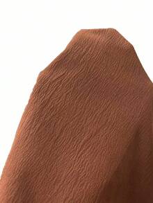 EMERY ROSE Tie-Front Textured Woven Shirt, Spring/Summer - Coffee Brown - View 8