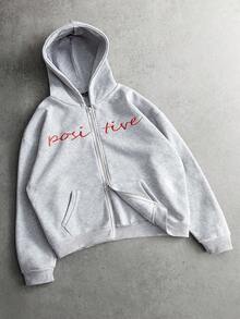 PAVTROS Áo hoodie thêu chữ 3D phong cách đường phố phổ biến của INS dành cho nam, thích hợp cho các lễ hội âm nhạc ngoài trời, hộp đêm, quán bar, quà tặng bạn trai/chồng, quà kỷ niệm, áo nỉ xám nhạt, áo hoodie có khóa kéo cho nam, áo hoodie có khóa kéo màu xám, áo hoodie tích cực, áo hoodie họa tiết tích cực, áo hoodie họa tiết chữ cái, áo khoác hoodie có khóa kéo, thu đông - Màu Xám nhạt - Xem 5