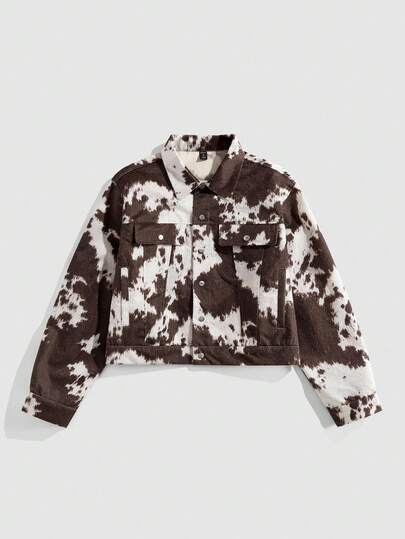 Street Life Men's Boxy Loose Short Tie-Dye Long Sleeve Jacket , Fall