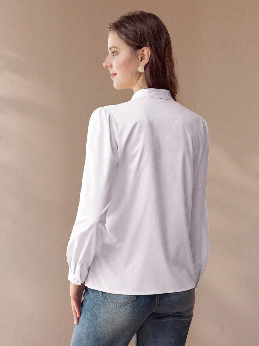 MOTF PREMIUM EMBROIDERY BUTTON UP BLOUSE - White - View 2