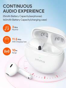 JMMO Auriculares inalámbricos con sonido premium, emparejamiento automático 5.3, audífonos inalámbricos con micrófono compatibles con compatible con iPhone y Android, con 14 horas de duración de reproducción, resistentes al agua IPX4, ideales como regalo de Navidad, Día de San Valentín u otras ocasiones, artículo esencial para acampada, vacaciones y talla grande.