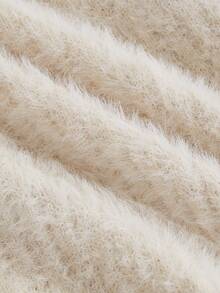 SHEIN MOD 女士毛衣、嬉皮风女装、高领毛衣、冬季女装、新年毛衣、毛衣、外出上衣、冬季女装、保暖内衣、保暖服 - 杏色 - 查看 4