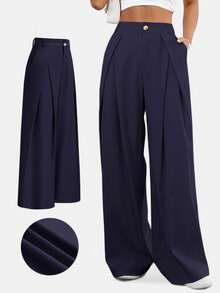 SHEIN Essnce Plus Size Women's Casual Pants, Summer Loose Comfortable Pants,Summer Outfits For Women