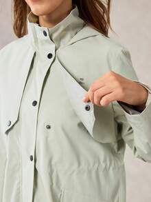 OutZeal 女式防水抽绳腰部翻盖口袋连帽户外外套徒步露营 - 綠色 - 查看 11