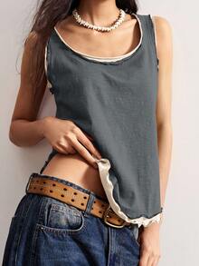 Bohemela Women's Casual Knit Patchwork Sleeveless Vest