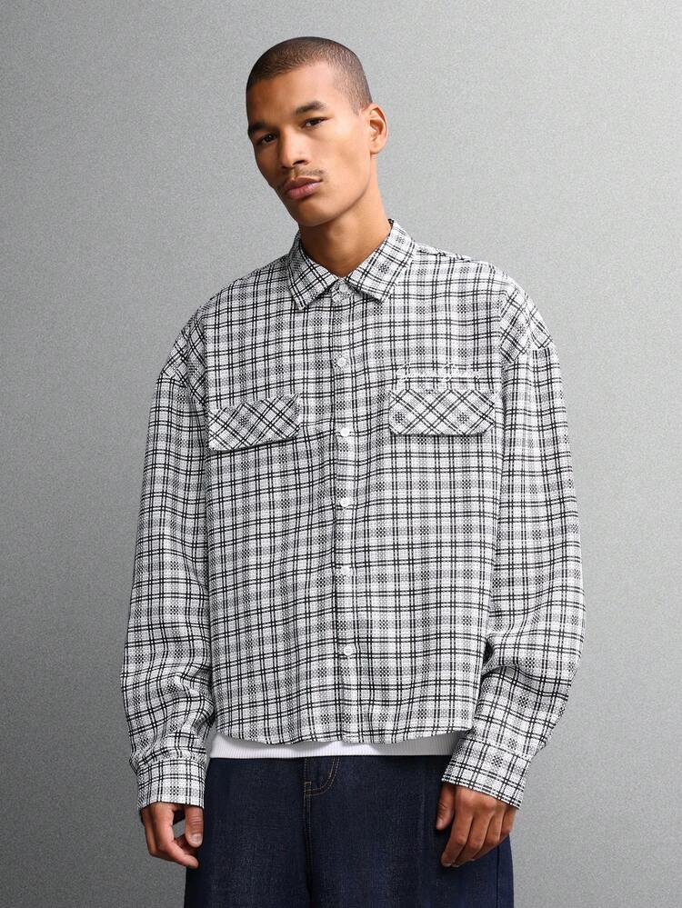 Plaid Flannel Button Down Shirt With Front Pockets